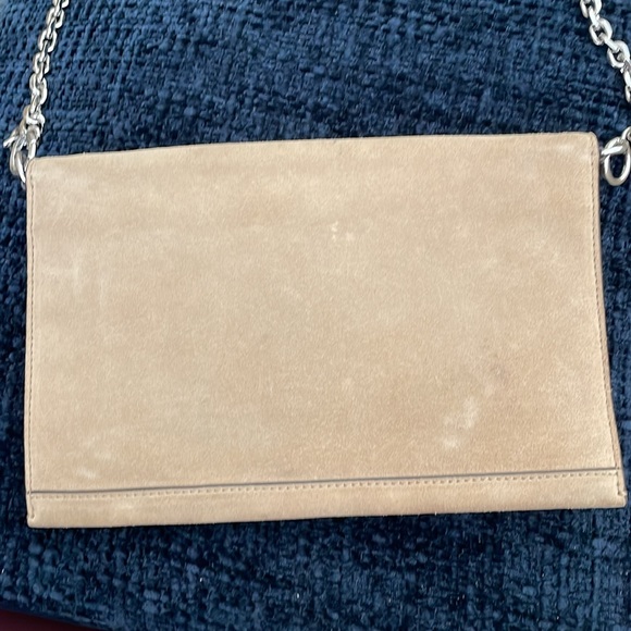 Tory Burch Kira Octagon Suede Purse, Clutch with Strap - Nude/Neutral - Picture 11 of 12